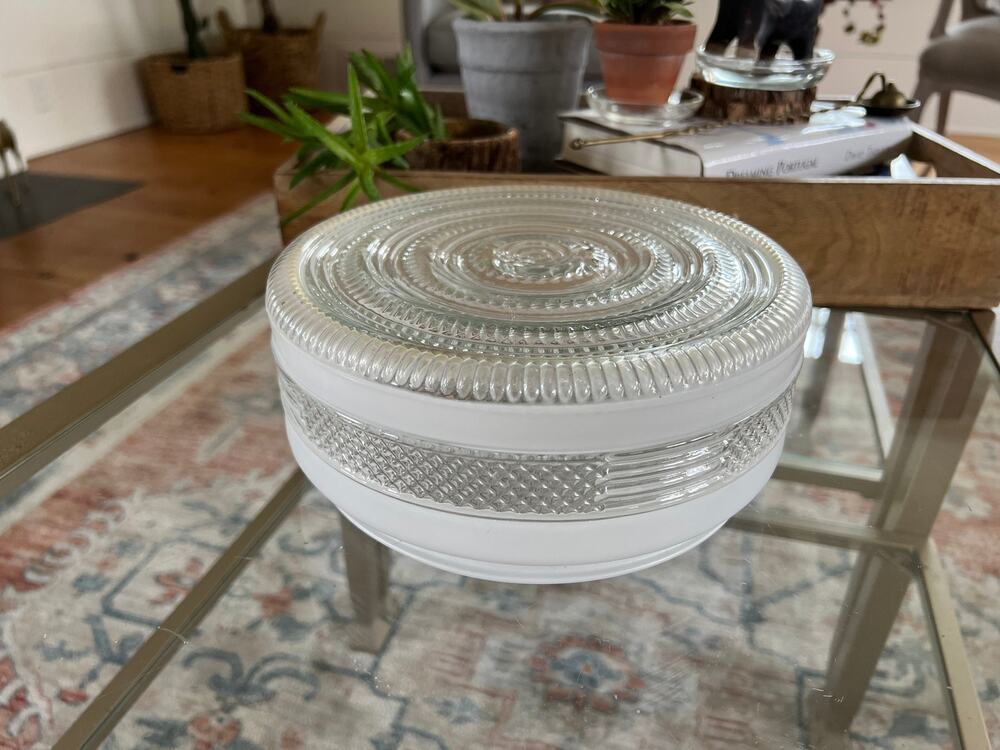 Art Deco Frosted Glass Ceiling Light Shade Textured Cover 1950s 1960s